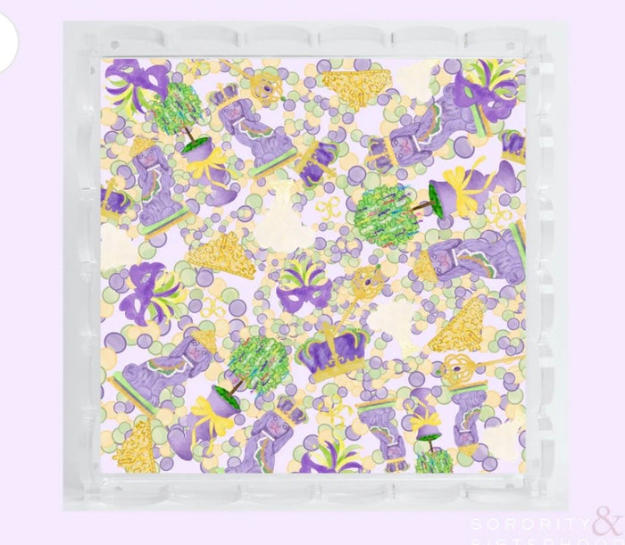 Mardi Party Scalloped Acrylic Tray