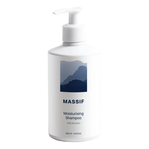 Massif Moisturising Shampoo med aloe frontvisning hvit flaske