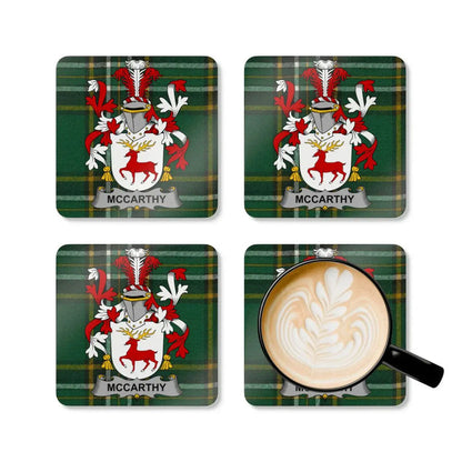 McCarthy Irish Family Crest four-piece coaster set