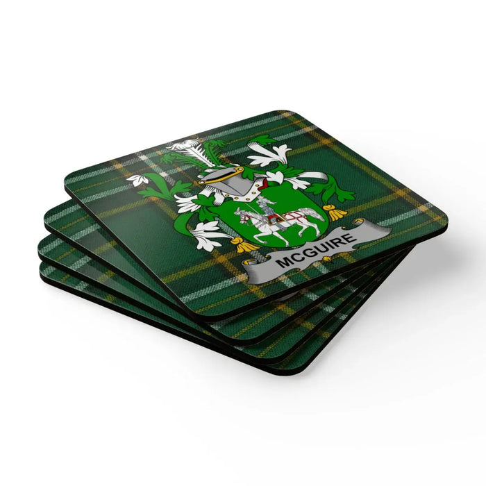 McGuire family crest tartan coaster set