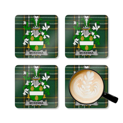 Family Crest with Tartan Background Coaster