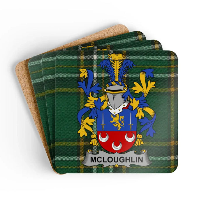McLoughlin Family Crest Tartan Coasters