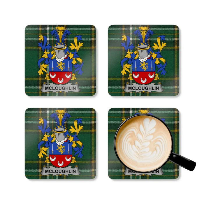 McLoughlin Family Crest Set of Four Coasters