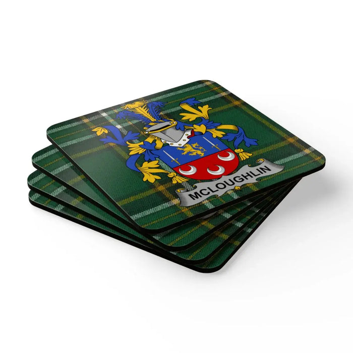 McLoughlin Tartan Crest Design Coaster Set