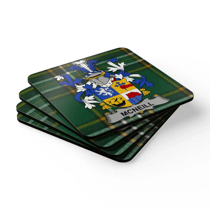 McNeill Family Tartan Crest Coasters Set Unique