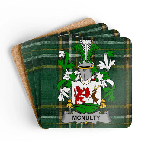 McNulty Clan Crest Tartan Pattern Coasters