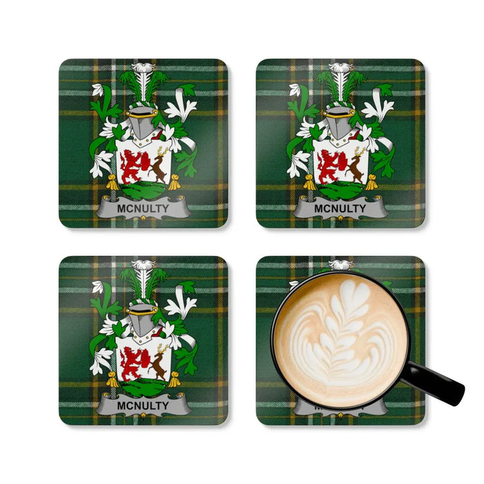 McNulty Crest Green Plaid Coaster Set home decor