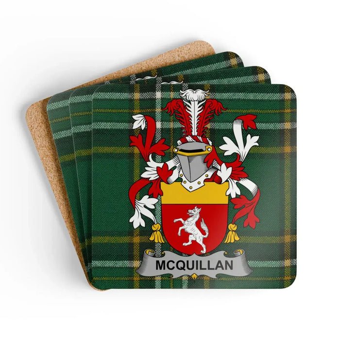 McQuillan Family Crest Plaid Coasters Pack