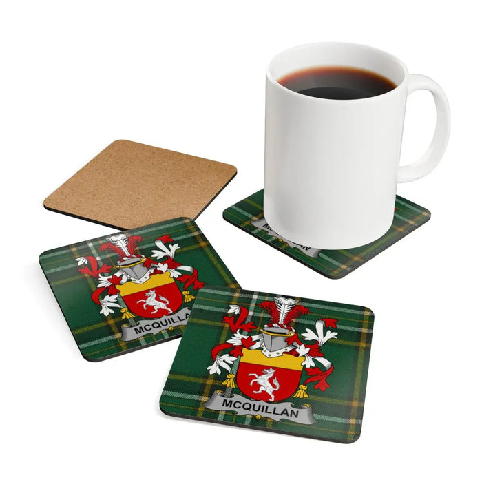 McQuillan Family Crest Plaid Coasters
