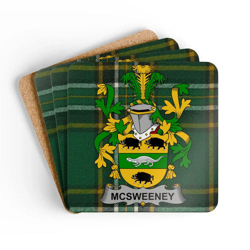 Green McSweeney Family Coat of Arms Square Coasters