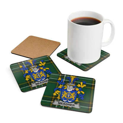 Meagher Family Crest Green Coasters