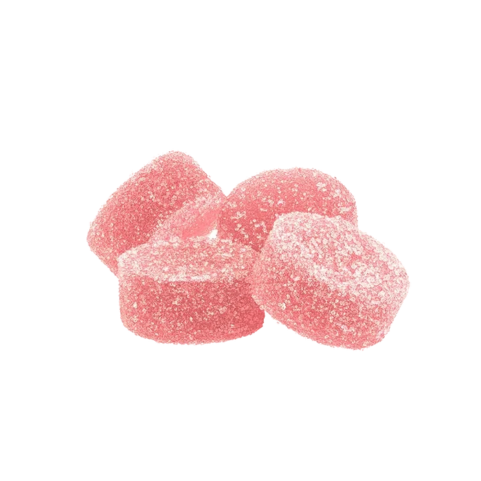 A close-up overhead view of the Mellow Melon 2:1 Gummies, showcasing the vibrant, colorful candies arranged together.
