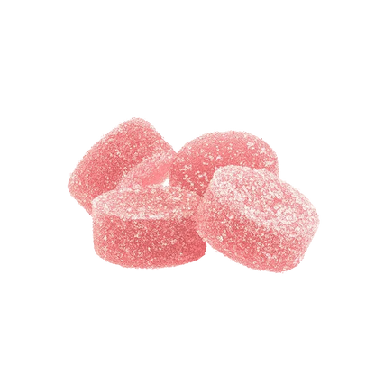 A close-up overhead view of the Mellow Melon 2:1 Gummies, showcasing the vibrant, colorful candies arranged together.