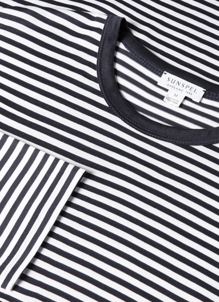 Men's Classic Long Sleeve T-shirt in Navy/White English Stripe