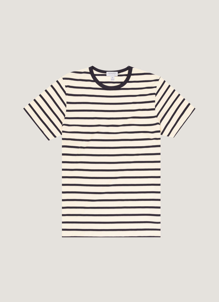 Men's Classic T-shirt in Ecru/Navy Breton Stripe