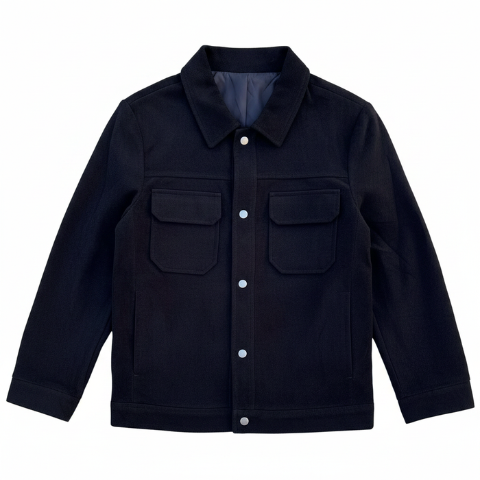 Men's Fendi black corduroy snap button jacket on white background