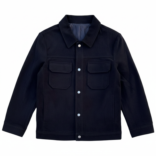 Men's Fendi black corduroy snap button jacket on white background