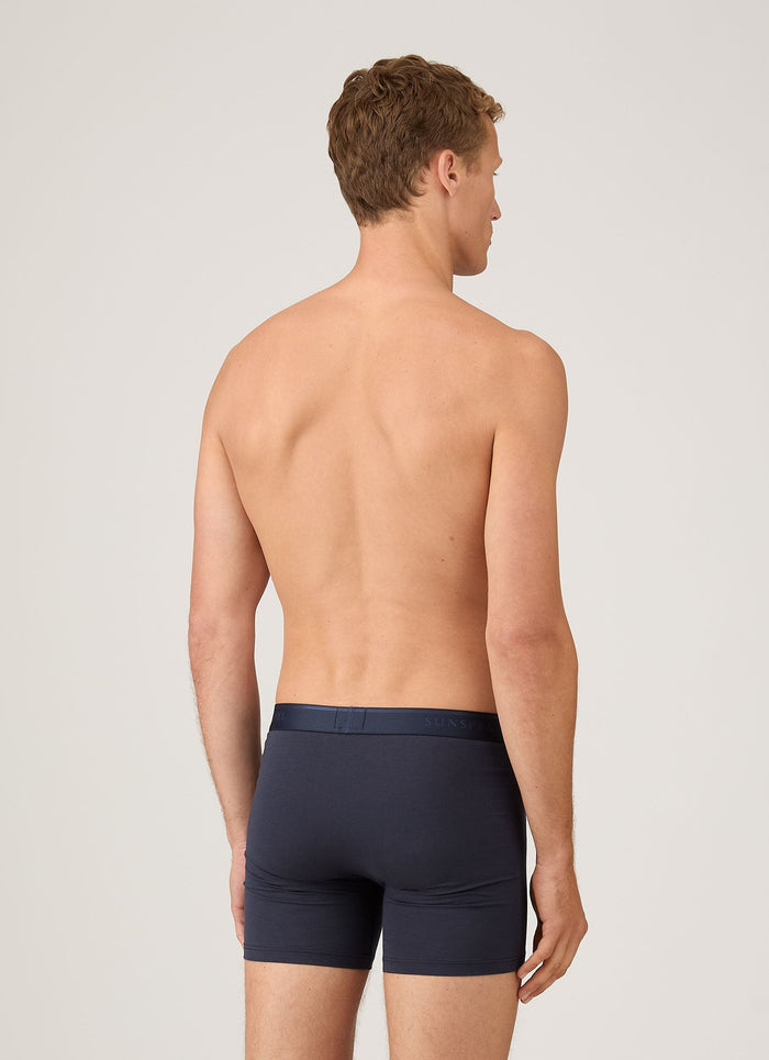 Men's Stretch Cotton Boxer Briefs in Navy