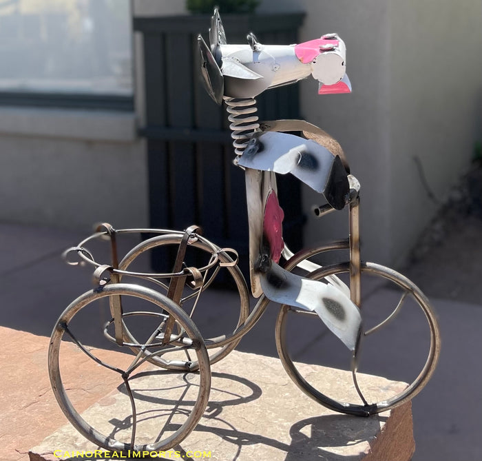 Metal Cow on Tricycle Pot Holder Garden - Yard Decor Sculpture MTACYS004
