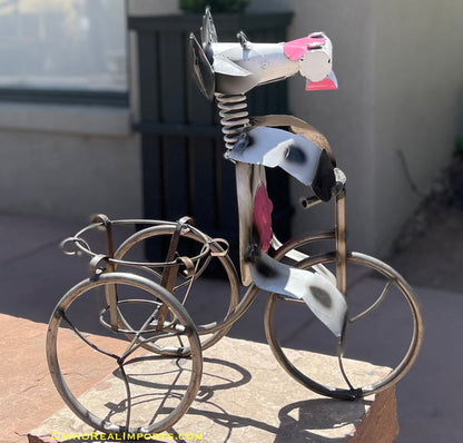 Metal Cow on Tricycle Pot Holder Garden - Yard Decor Sculpture MTACYS004
