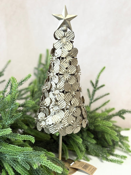 Metal Flowers Christmas Tree with Star