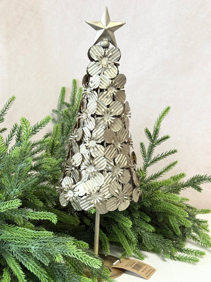 Metal Flowers Christmas Tree with Star