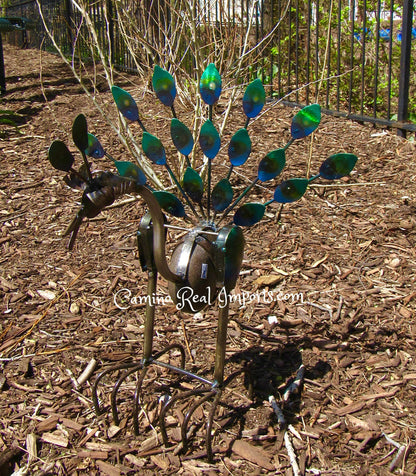Metal/Rock wind Rocking Peacock Yard Ornament Caminorealimports.com