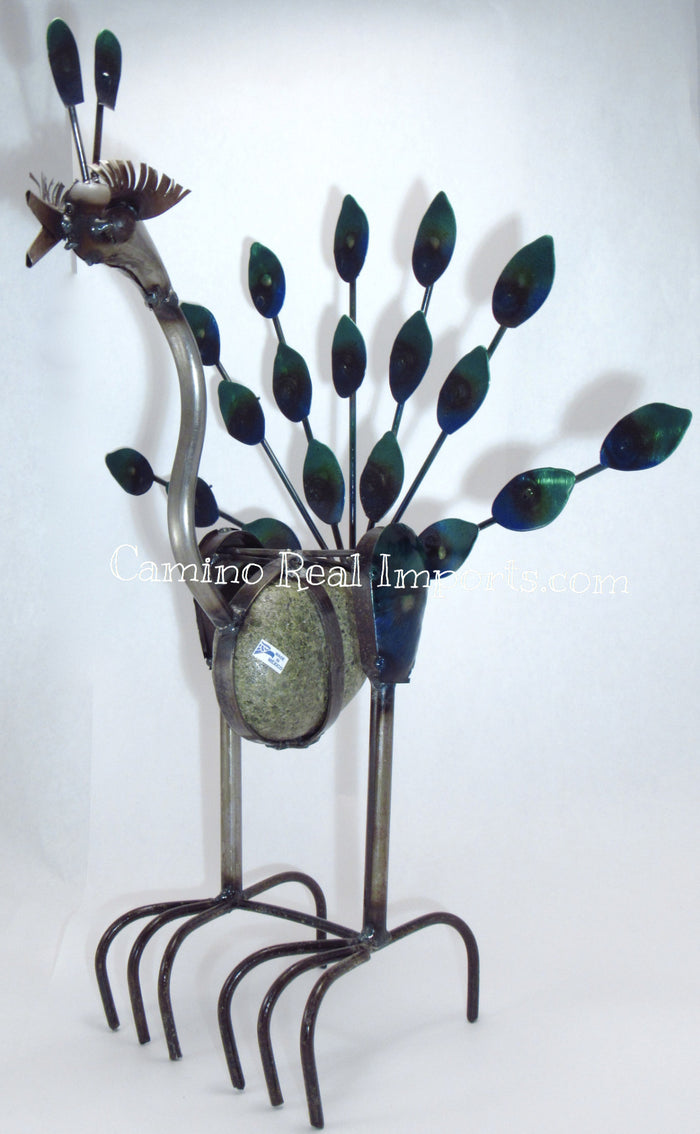Metal/Rock wind Rocking Peacock Yard Ornament Caminorealimports.com