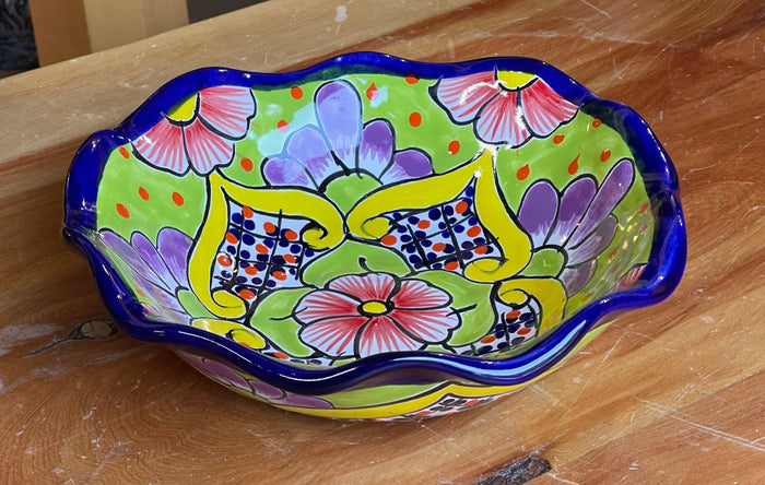 Mexican Talavera Pottery Bowl Plate 9" TPB9003