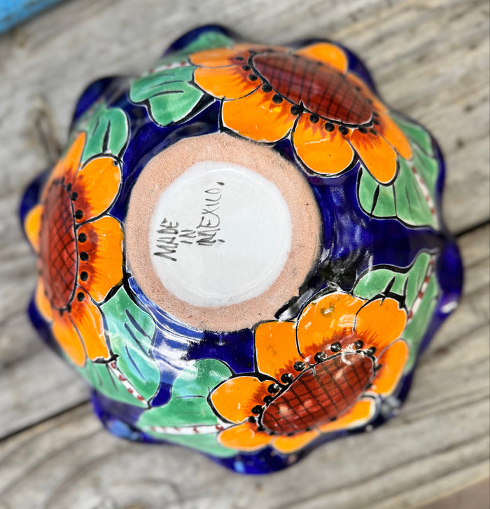 Mexican Talavera Pottery Bowl Plate 9" TPB9004 sunflower