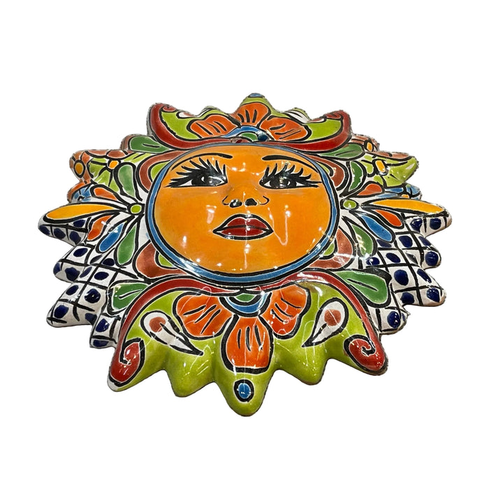 Mexican Wall Hanging Talavera Pottery Sun Face 10" TSM2005