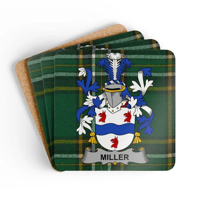 Miller Family Plaid Crest Coasters Set home decor