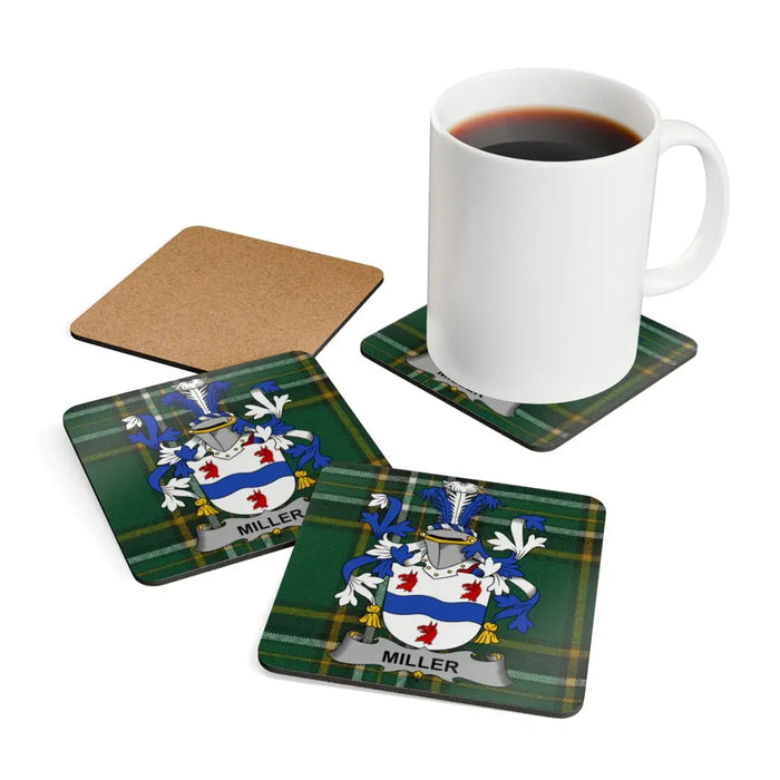 Custom Miller Coat of Arms Square Coasters