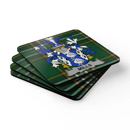 Mills Family Crest Plaid Coasters Home Decor