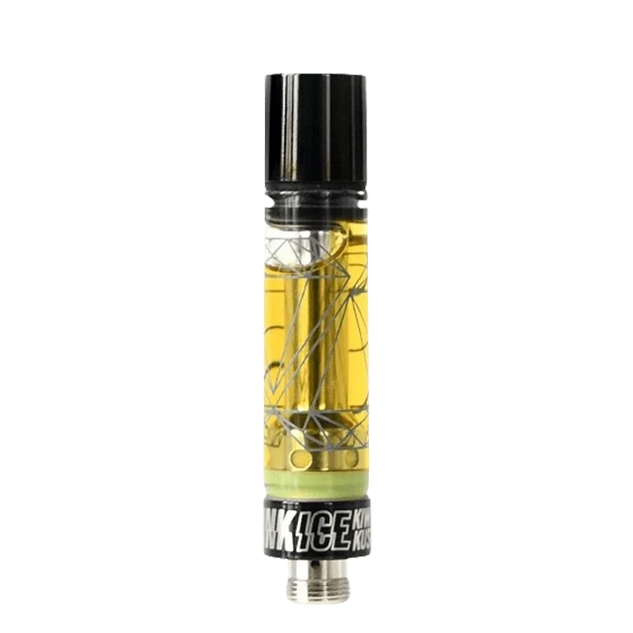 A close-up of the Moon Drops Liquid Diamonds Vape Cartridge showing a clear tank with visible liquid and a silver connector.