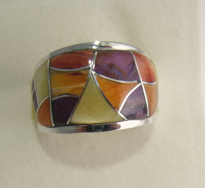 Multi Stone Ring Sterling Silver   size 6.5 TSC036