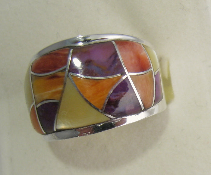 Multi Stone Ring Sterling Silver   size 6.5 TSC036