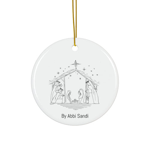 Nativity Ceramic Ornament — Round Christmas Manger Scene (4 Shapes)