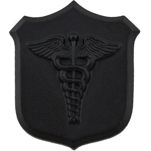 Navy and Marine Corps Medical Shield with Caduceus Collar Device - Black / Subdued Coat, Collar & Cap Insignia
