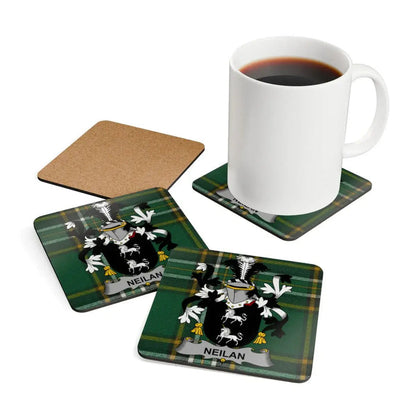 Personalized Family Crest Neilan Coaster Set
