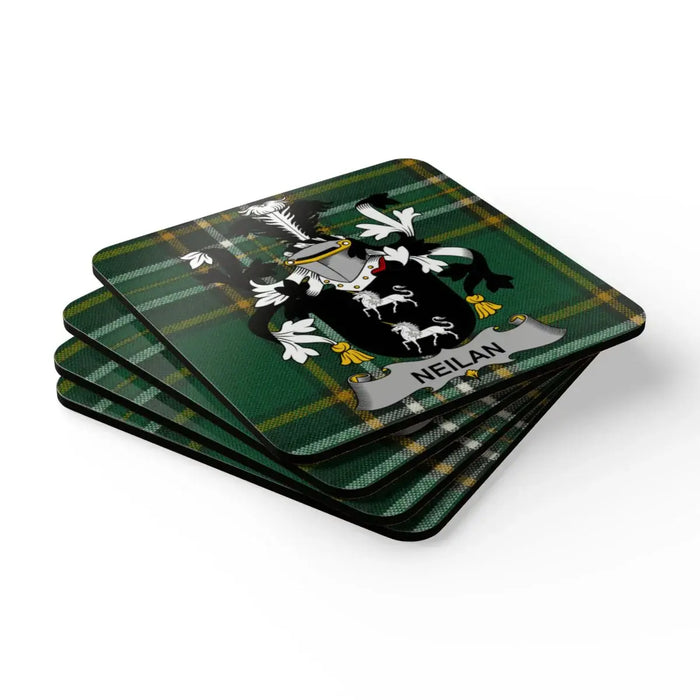 Neilan Clan Tartan Plaid Family Crest Coasters