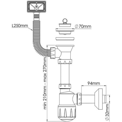 Nova Midi Bottle Trap Siphon for Sinks with Overflow 1032. - shopperskartuae