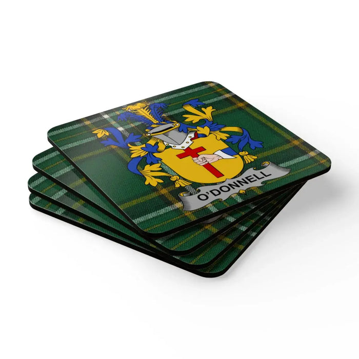 O'Donnell Family Crest Plaid Coasters Set