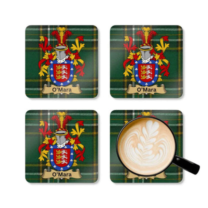 Family Crest Tartan Design O'Mara Coaster Set