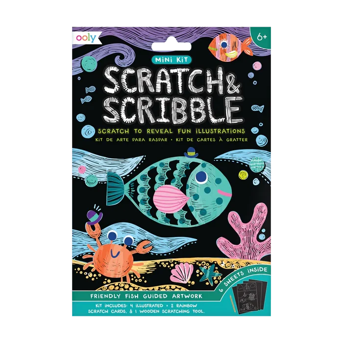 Ooly Scratch & Scribble Mini Scratch Art Kit - Friendly Fish