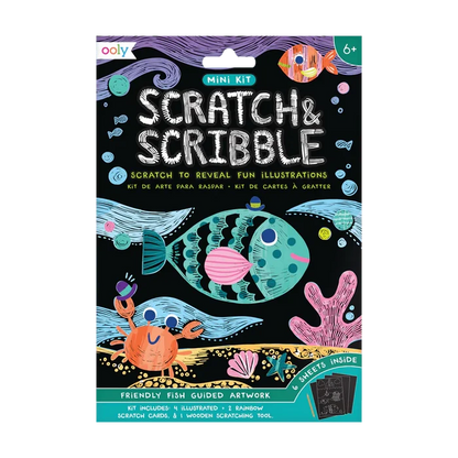 Ooly Scratch & Scribble Mini Scratch Art Kit - Friendly Fish
