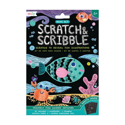Ooly Scratch & Scribble Mini Scratch Art Kit - Friendly Fish