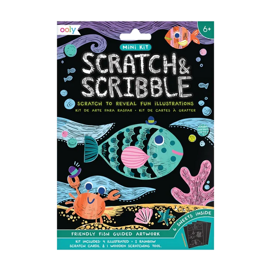 Ooly Scratch & Scribble Mini Scratch Art Kit - Friendly Fish