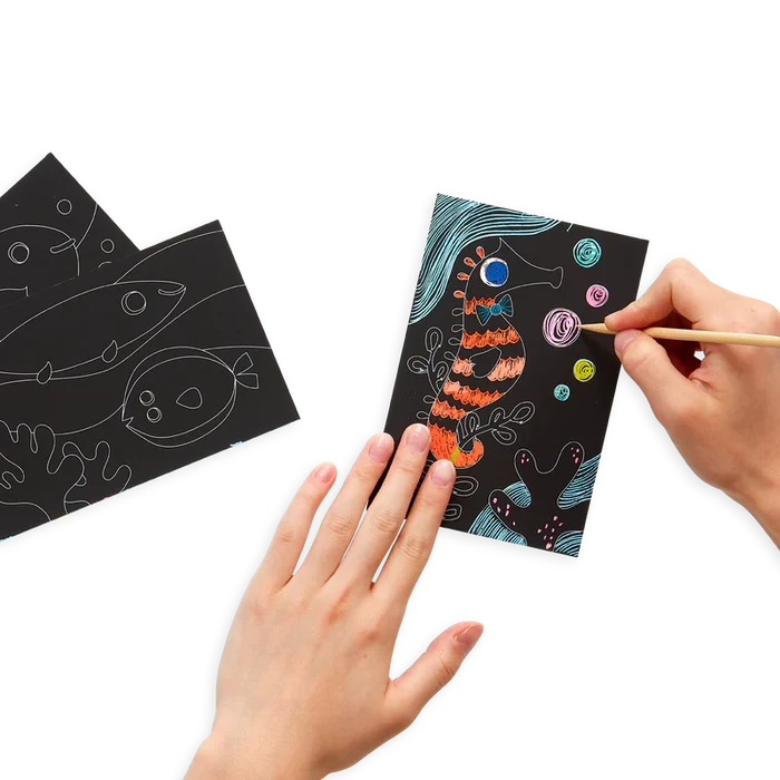 Ooly Scratch & Scribble Mini Scratch Art Kit - Friendly Fish