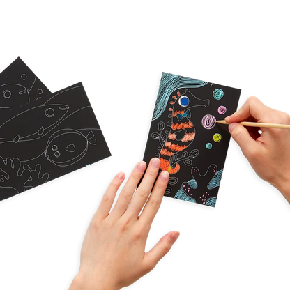 Ooly Scratch & Scribble Mini Scratch Art Kit - Friendly Fish